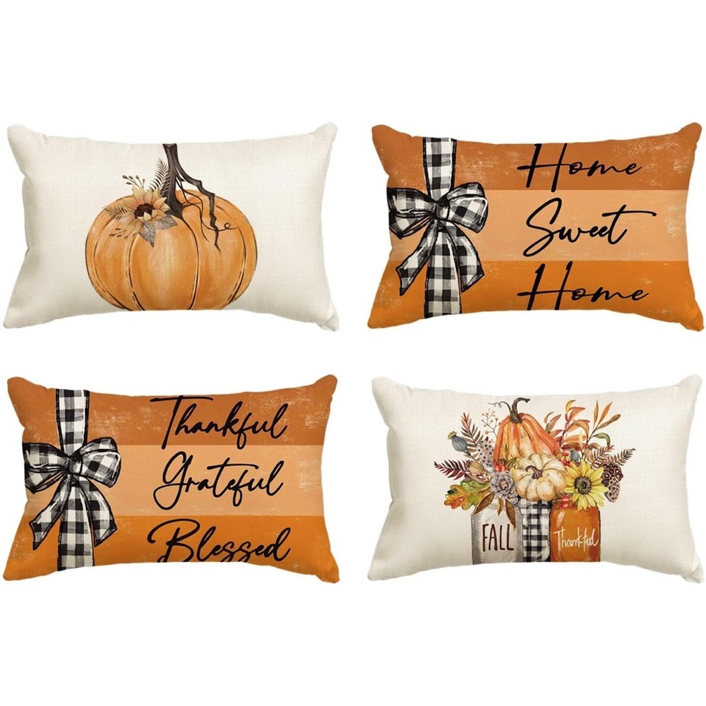 Set of 4 Fall Decorative Pillow Covers